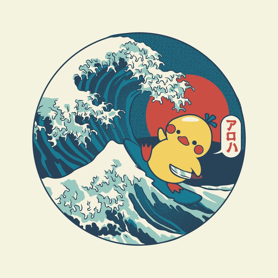 Kanagawa wave duck artwork