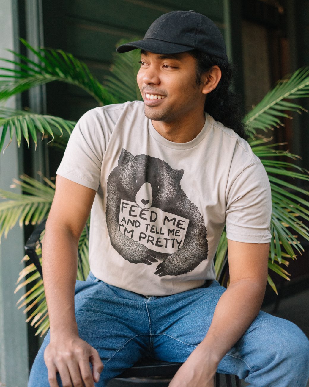 Feed Me and Tell Me I&rsquo;m Pretty design worn on a t-shirt